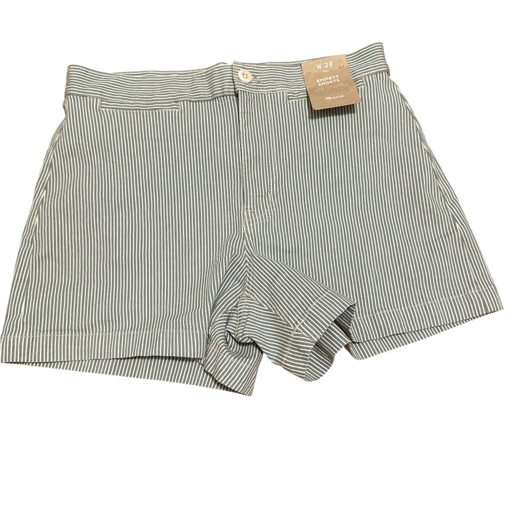 Madewell High Waist Striped Shorts - Striped Black and White